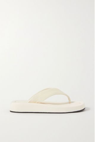 The Row + Ginza Leather and Velvet Platform Flip Flops