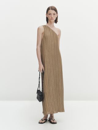 Massimo Dutti + Asymmetric Pleated Midi Dress