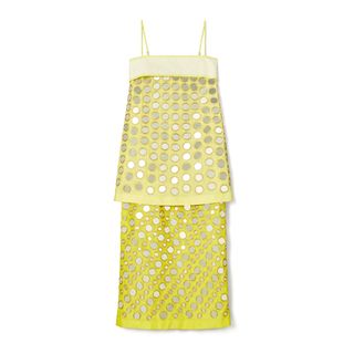 Tory Burch + Layered Hand-Done Mirrorwork Silk Dress