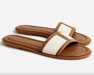 J.Crew + Slide Sandals in Canvas and Leather