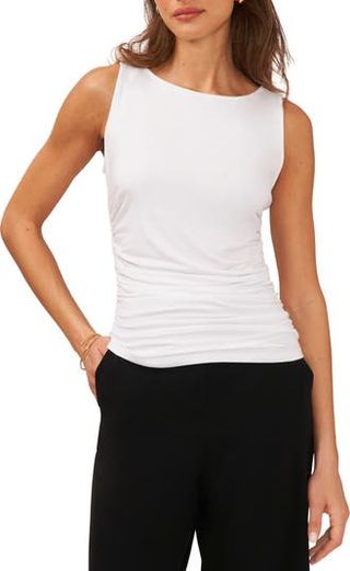 Halogen + Ruched Knit Tank Top