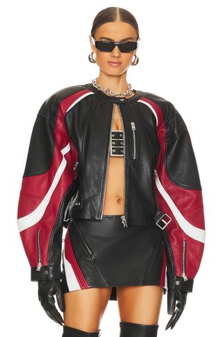 Lamarque + Dustin Moto Jacket in Black, Winter White, & Ruby Red