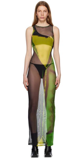 Tara Hakin + Ssense Exclusive Green Cardigan & Maxi Dress Set