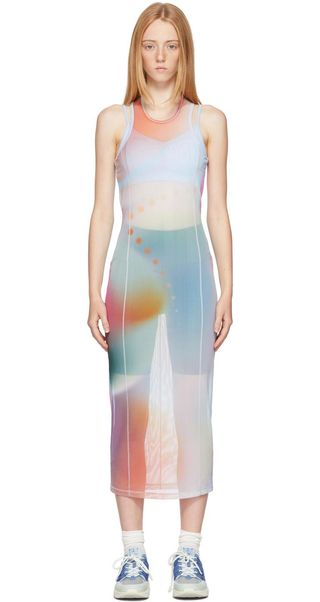 Mcq + Multicolor Tie-Dye Print Maxi Dress