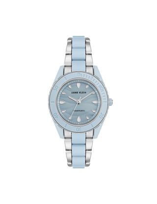 Anne Klein + Consider It Recycled Ocean Plastic Bracelet Watch in Light Blue/Silver