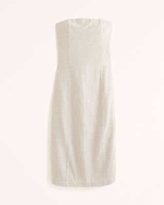 Abercrombie + Strapless Linen-Blend Midi Dress
