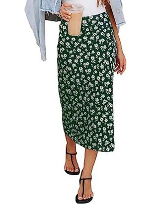 Herbatoma + Floral Print Midi Skirt