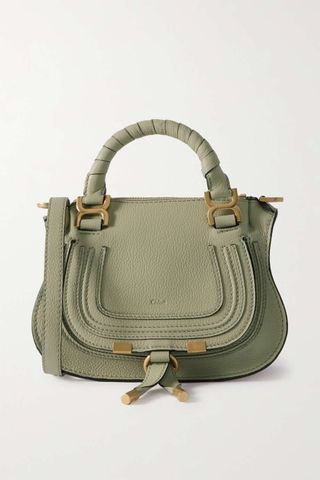 Chloé + + Net Sustain Marcie Mini Textured-Leather Shoulder Bag in Green