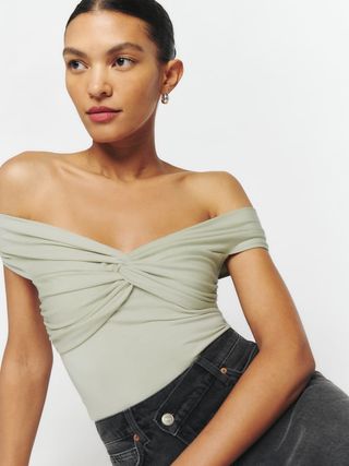 Reformation + Ezlynn Knit Top in Dried Herbs