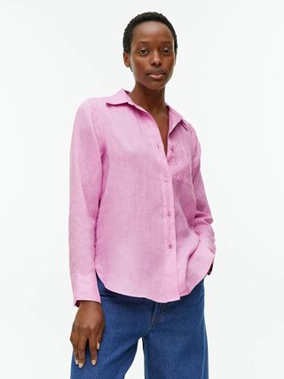 Arket + Linen Shirt in Pink