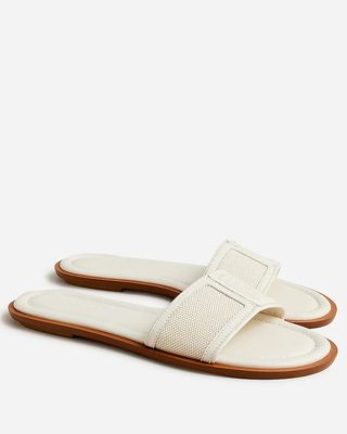 J.Crew + Slide Sandals in Canvas and Leather