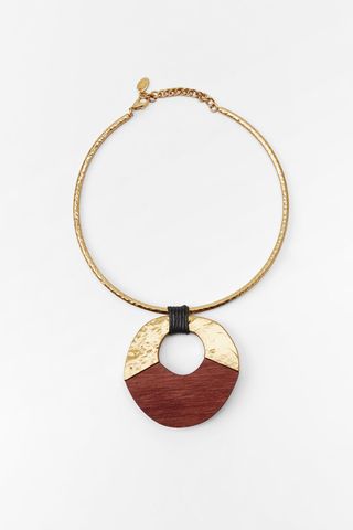 Zara + Circular Wood Necklace