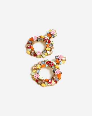 J.Crew + Colorful Floral Hoop Earrings