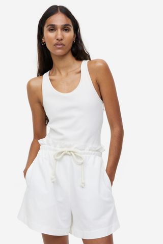H&M + Linen-Blend Paper-Bag Shorts