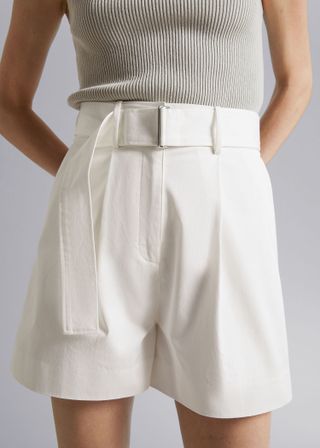 & Other Stories + Belted Cotton Chino Shorts