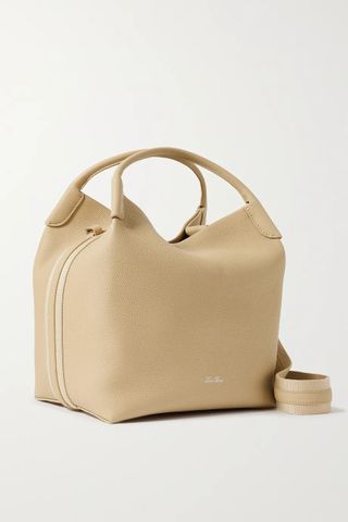 Loro Piana + Bale Canvas-Trimmed Textured-Leather Tote