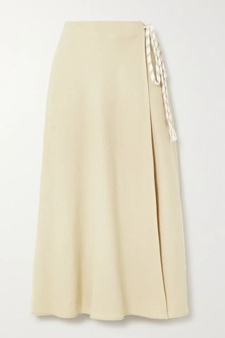 Loro Piana + Antigua Tie-Detailed Linen Midi Wrap Skirt