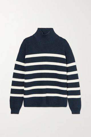 Loro Piana + Striped Silk and Cotton-Blend Turtleneck Sweater