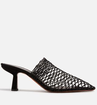 Neous + Bophy Mesh And Leather Heeled Mules