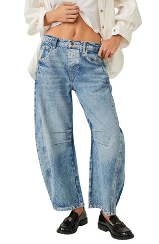 Free People + Lucky You Mid Rise Barrel Leg Jeans