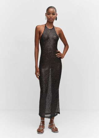 Mango + Side Slit Sequined Gown