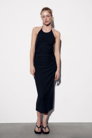 Zara + Pleated Halter Dress