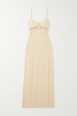 Staud + Tara Crochet-Trimmed Cotton-Blend Maxi Dress