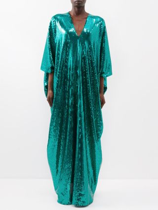 Taller Marmo + Gala Disco V-Neck Sequinned-Crepe Gown