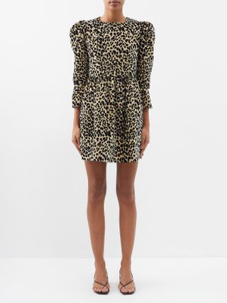Batsheva + Prairie Leopard-Print Velvet Mini Dress