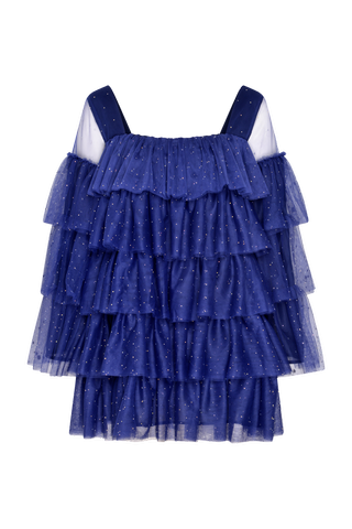 Olivia Rubin + Valencia Navy Diamante Tulle Mini Dress