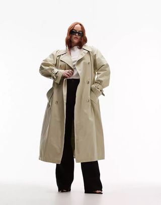 Topshop Curve + Washed Longline Trench Coat