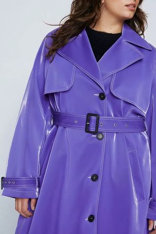 NastyGal + Plus Size High Shine Premium Belted Trench Coat
