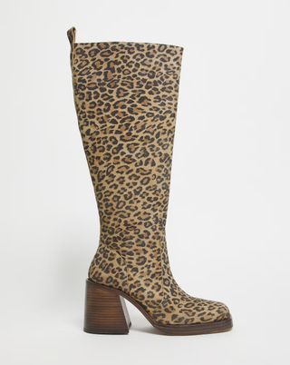 Simply Be + Cabra Leather Platform Knee High Boots