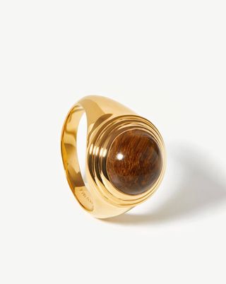 Missoma + Sphere Ridge Ring – 18ct Gold Plated/Tigers Eye