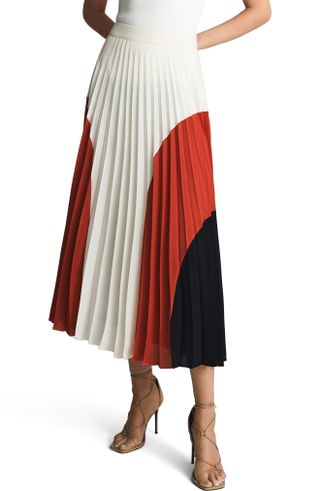 Reiss + Murphy Colorblock Pleated Skirt