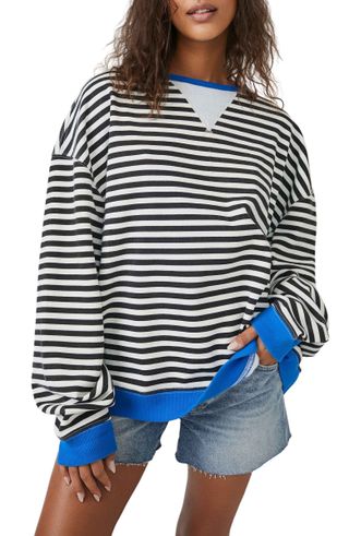 Free People + Oversize Stripe Sweatshirt