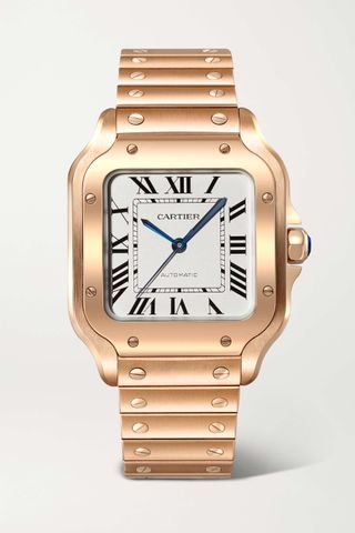 Cartier + Santos De Cartier Automatic 35mm Medium 18-Karat Rose Gold Watch