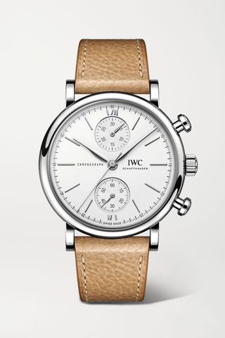 Iwc Schaffhausen + Portofino Automatic Chronograph 39mm Stainless Steel and Leather Watch