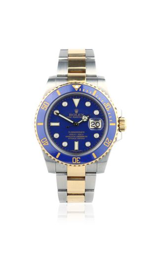 Private Label London + Vintage Rolex Submariner Stainless Steel, 18k Yellow Gold Lapis, Diamond Watch
