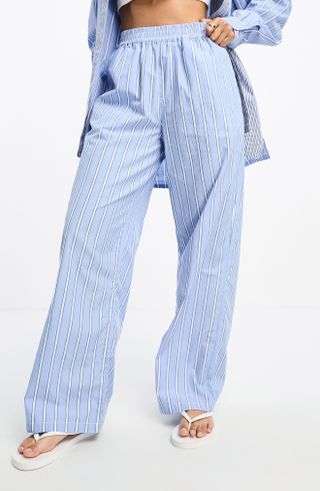 ASOS Design + Stripe Pull-On Wide Leg Pants