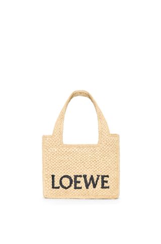 Loewe + Mini Loewe Font Tote in Raffia