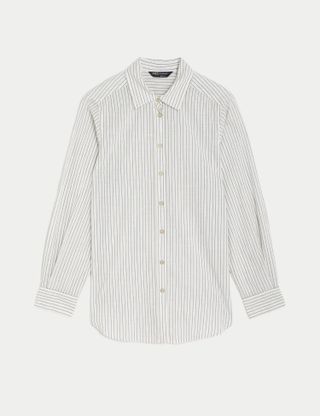M&S Collection + Pure Cotton Striped Collared Shirt