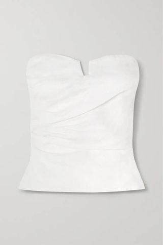 Reformation + Madelyn Strapless Draped Linen Top