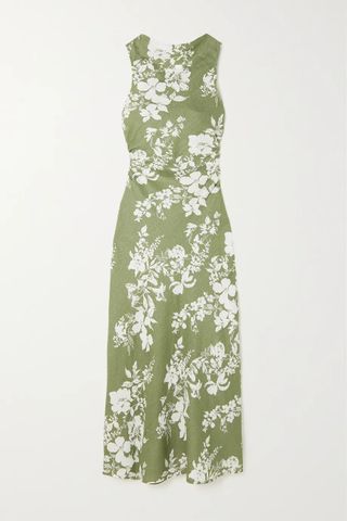 Reformation + Casette Cutout Floral-Print Linen Maxi Dress