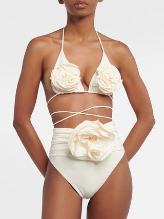 Magda Butrym + Floral Appliqué Triangle Bikini Top