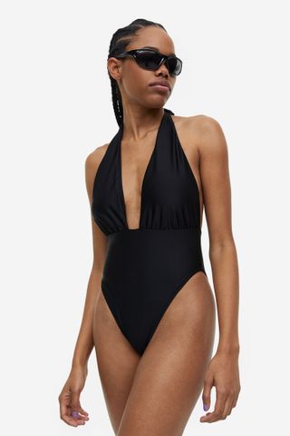 H&M + High-Leg Halterneck Swimsuit