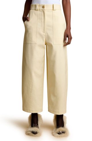 Khaite + Hewey Crop Wide Leg Cotton Blend Pants