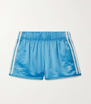 Adidas Originals x Sporty & Rich + Pinstriped Recycled-Satin Shorts