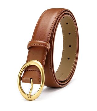CR + Leather Belt with Gold Buckle