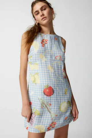 Urban Outfitters + UO Charlotte Linen Printed Shift Dress